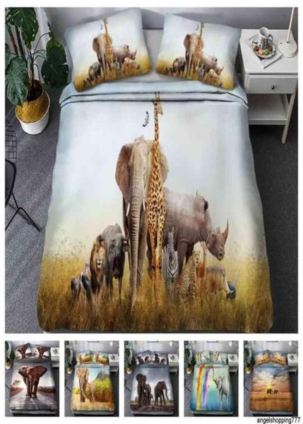 Bedding de estilo 3D Printing de elefante digital 23pcs Conjunto de edredão de edredão duplo duplo duplo e rainha rei decoração de quarto 20947972087232