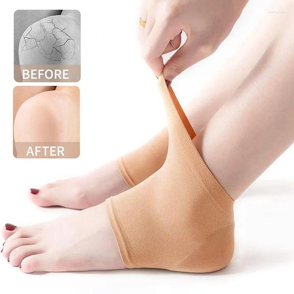 Mulheres meias 3 pares em gel de silicone hidratante para homens saltos de tratamento de salto rachados seco A suavizar os cuidados de reparo esfoliante