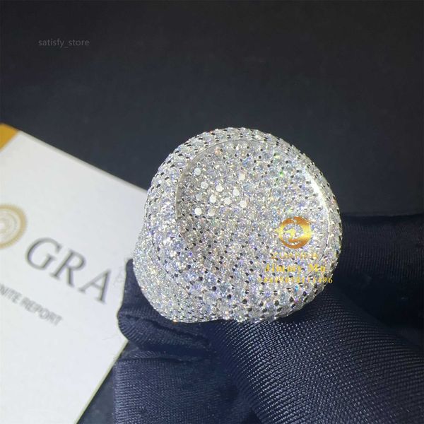 Маленький запасной коврик с алмазным тестером модные ювелирные украшения мужчины 925 серебряное серебро VVS Moissanite Diamond Hip Hop Ring Man