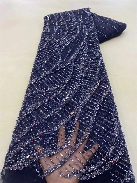 Bordado de lantejoulas de tecido de renda africana para noivo nigeriano noiva de alta qualidade