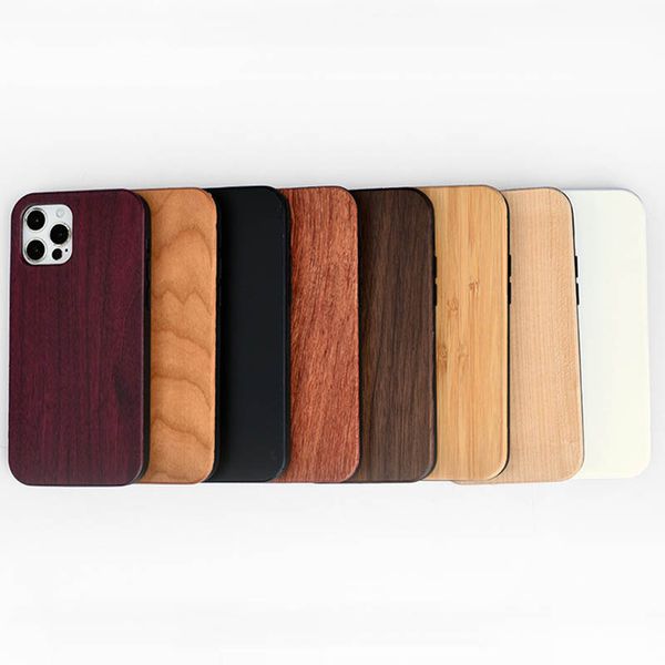 iPhone 15 14 Pro Max Chace Case Blank для Apple 13 12 Samsung Galaxy S24 S23 S22 Plus Note 20 Ultra Sold Wood Bamboo TPU TPU