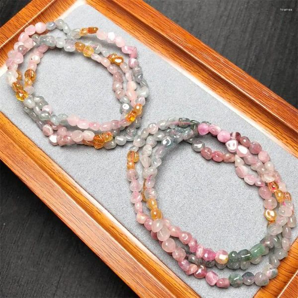 Link braccialetti naturale tourmalina ghiaia pietra triplo cerchio bracciale fatta per la fortuna fatta a mano Donna minerale di gioielli Amuleto regalo