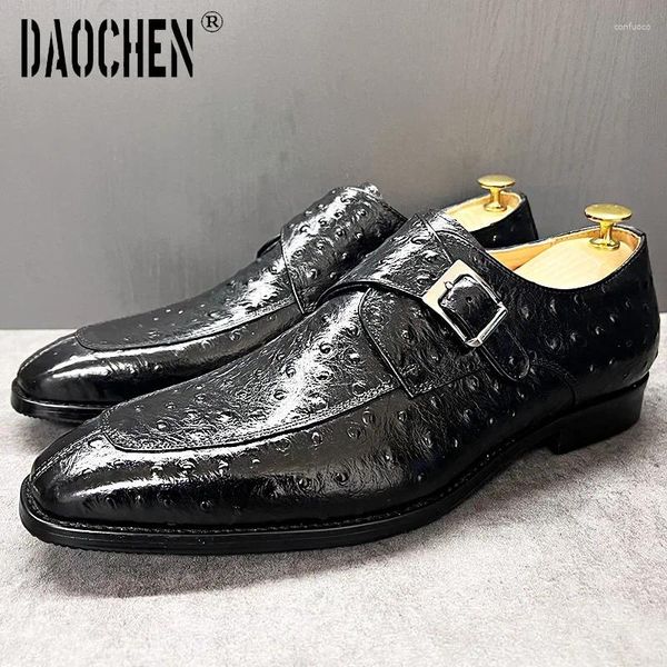 Lässige Schuhe elegante Herren Kleid formelle schwarze Mönchsgurt -Ladung Animaldruck Kalb Leder handgefertigtes Mann für Männer