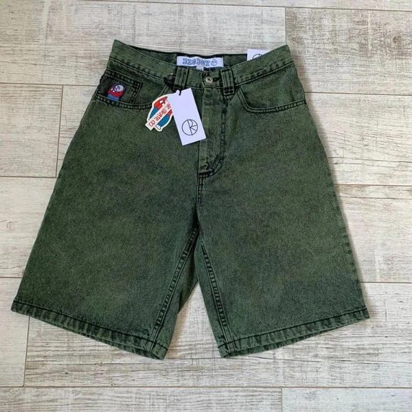 Женские шорты Harajuku Polar Big Boy Jeans Джинсы мода злодей вышитый мешковатый шахма