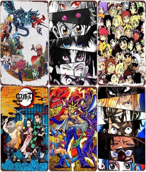 Anime Hero Vintage Metal Tin Sign Club Clube Pub Pub Decoração Anime Mix Wall Art Poster japonês Plat6985284