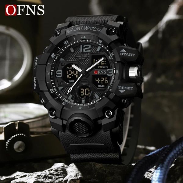 Relógios de pulso OFNS Top Style Sports Men Watches Military Quartz Assista Man Waterproof Led Watch Digital Watch for Men Relógio Relógio