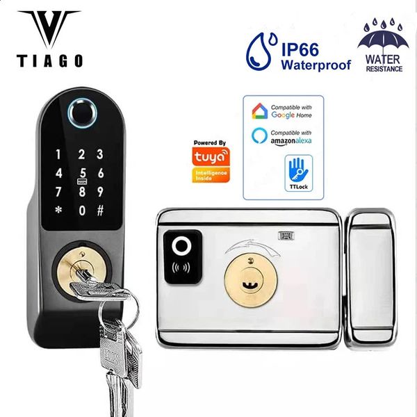 Приложение Tuya Smart Lock с двойной боковой отпечатки пальцев водонепроницаемая безопасность дома заблокирован цифровой пароль без ключа вход TT Lock Door Lock 240422