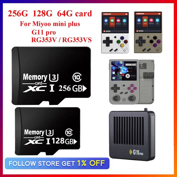 SD Card TF Memória Flash para Miyoo Mini Plus G11 Pro RG353VRG353VS Console de jogo 64GB 128GB 256GB 240430