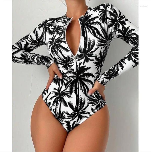 Swimwear femminile 2024 Swimsuit Stretto di bikini rapido secco per bikini femmina a manica lunga una manica lunga un pezzo