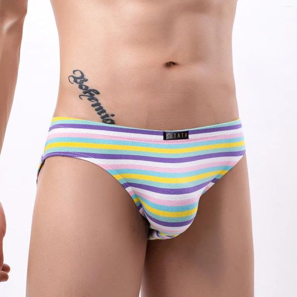 Underpants pantaloni di moda a strisce colorate da uomo per i giovani u biancheria intima convessa adolescenti cotone traspirato