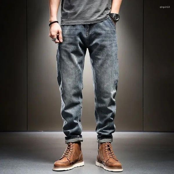 Erkekler için erkek kot pantolon erkek kovboy pantolon kargo geniş bacak 2024 Koreli sonbahar trend japon sokak tarzı gevşek goth kış