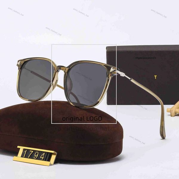 Designer Fashion Tom Fords Occhiali da sole Travela Occhiali da sole in metallo per le lenti in vetro temperato da uomo e occhiali da sole fotografici quadrati con scatola