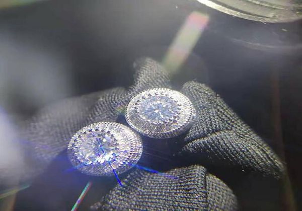 Золотая мега 3D кластер Cz Iced Out Bling Bling Cerrings Серьга 1 Пара микроволновые кубические серьги циркона мужчины женщины модные украшения для 3295969