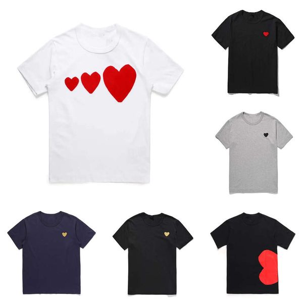 Jogar Mens Camiseta Designer CDG Bordado Vermelho Coração Comes des Casual Mulheres Camisas Casual Tudo Quanlity Tshirts Algodão Manga Curta Longo Campa Excesso E5VC