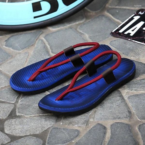 Sandals Beach Slippers Men Fashion Solid Flat Outdoor Обувь на свежем воздухе без скольжения 2024 Peep Toe Fly Flops Лето