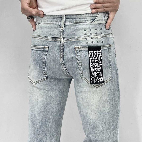 Jeans masculinos 2023 Designer Ksubi Jeans para homens Calças RIP RIP jeans de jeans roxos de Motorcycle Motorcycle Halloween para homens 436GHMGVY