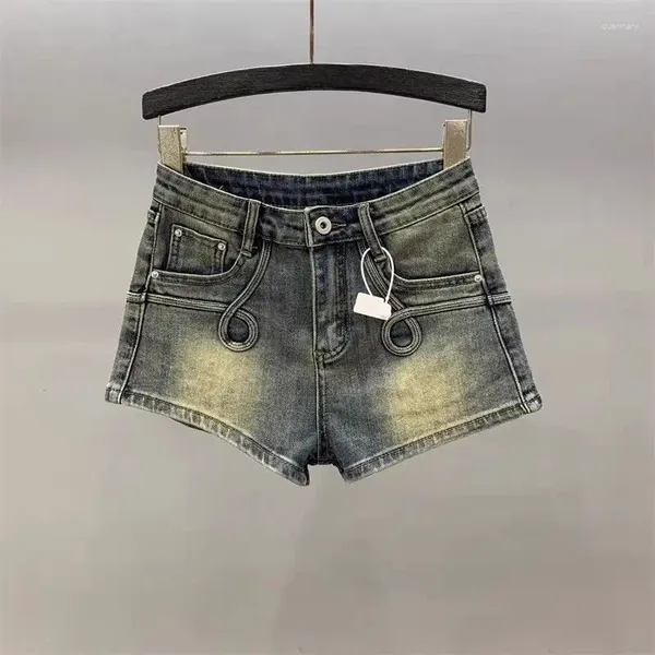 Frauen Jeans 2024 Sommer Retro hellblau sexy Mädchen Jeans Shorts dehnen eng anliegende Oberbekleidung A-Line-Hose