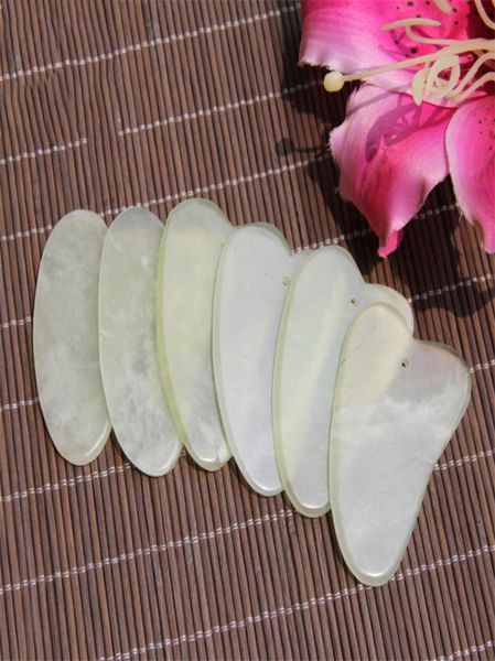 Natural GUA SHA Board Green Jade Stone Guasha Cure Agopuntura Strumento Strumento del corpo Face Relaxation Beauty Health Care Tool9407418