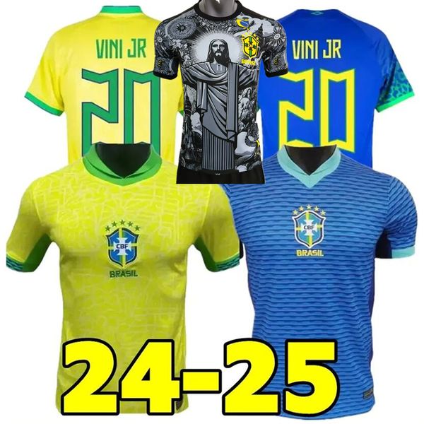 Novo 2024 2025 Jerseys de futebol brasileiro 24/25 CASEMIRO L.PAQUETA RICARLISON Neymar Shirt Raphinha G.Jesus Vini Jr Rodrygo Kit Kit Uniforme de futebol