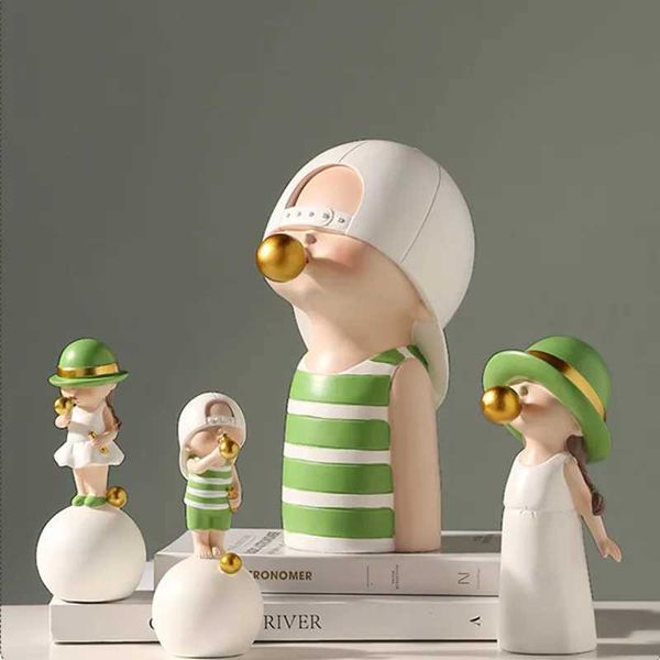 Oggetti decorativi Figurine bolla nordica che soffia statue di gomma per bambini figurine del personaggio di cartone animato Figurine Office Decorazione per la casa Arte e artigianato regali T240505