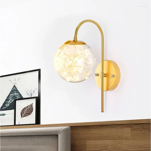 Lampada a parete Led Antler Oro Sfera stellata Sfonce Nordic Accensione del letto per la decorazione della camera da letto