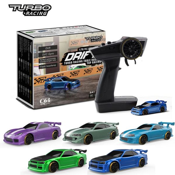 Turbo Racing 1 76 C64 DRIFT RC Auto con gyro Radio Full Proportional Remote Control Toys per bambini e adulti 240428