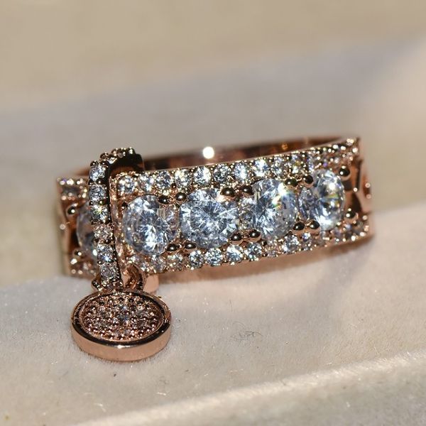 Sıcak satış Infinity Yepyeni 2019 Lüks Takı 925 Sterling Gümüş Beyaz Clear Topaz CZ Elmas Key Ring Kadınlar Düğün Vintage Band Ring 282W