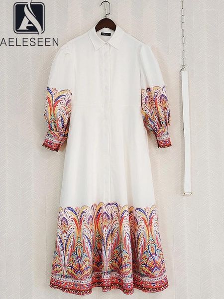 Повседневные платья Aeleseen Vintage Long Party Dress Женщины весна летнее рукав с фонари