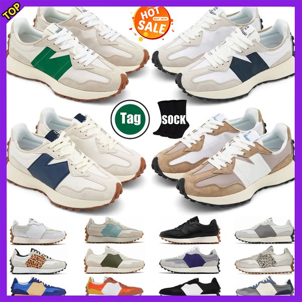 Designer New 327 Running Shoes para homens femininos Sea Salt Vintage Beige Brown Suede Leopard Print Black White Orange Man Trenadores tênis Tamanho 36-45