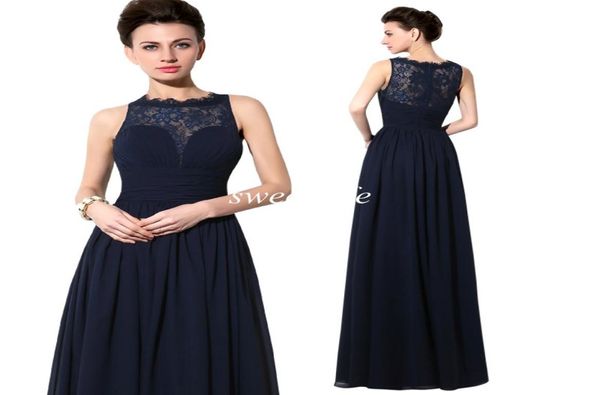 2019 Designer barato Mãe da noiva vestido de noivo Top Top Lace Sheer Neck Chiffon Aline em estoque de festas noturnas maxi vestidos1550277