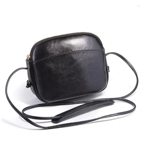 Çanta Vintage Küçük Kabuk Kadın Yağlı Deri Crossbody Messenger Cüzdanlar Retro Günlük Günlük Günlük