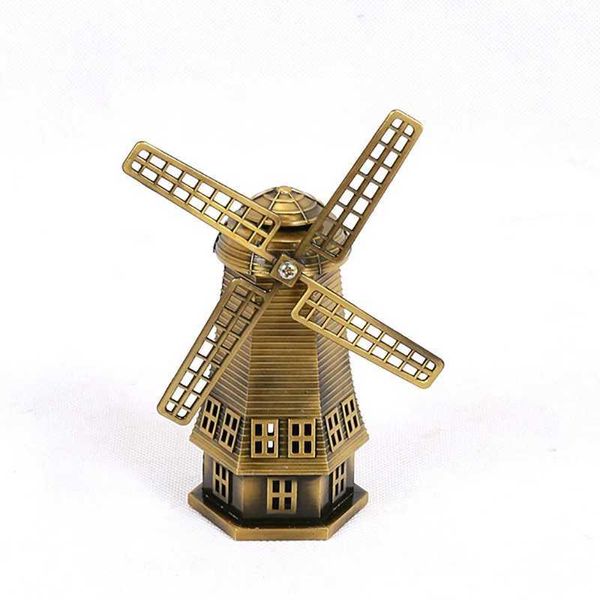 Dekorative Objekte Figuren Bronzern Highlighter Antike Bronze Holländische Windmühle Statue Metalleinrichtung Artikel Holland Windmill Figurinehome Office Deskto