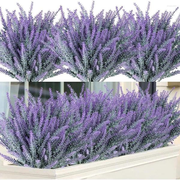 Flores decorativas 2 pacotes de lavanda artificial roxa Planta de buquê para decoração de casa Decoração de casamento de natal