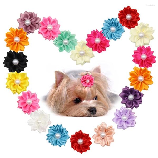 Hundebekleidung 20pcs/Los niedliche Haarbögen Schöne Pflege für kleine Hunde Katzen Gummiband Welpe Clips Haustier Accessoires