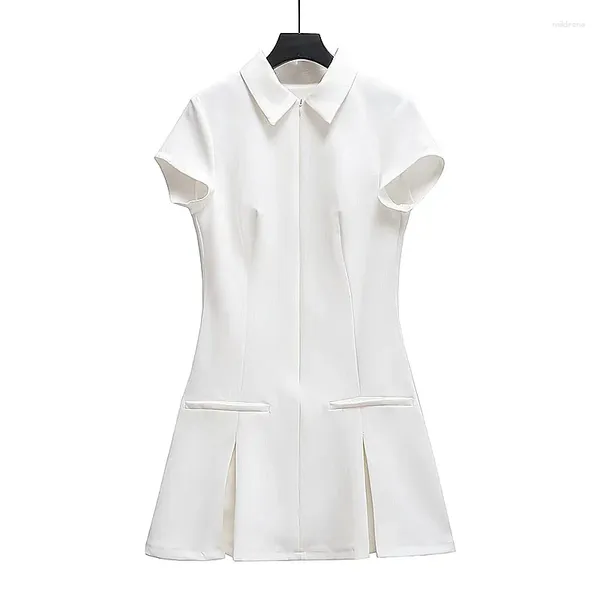 Платье для вечеринок женское платье Summer White Vintage Fashion с коротким рукавом женский вечер элегантный и симпатичный мини -2024