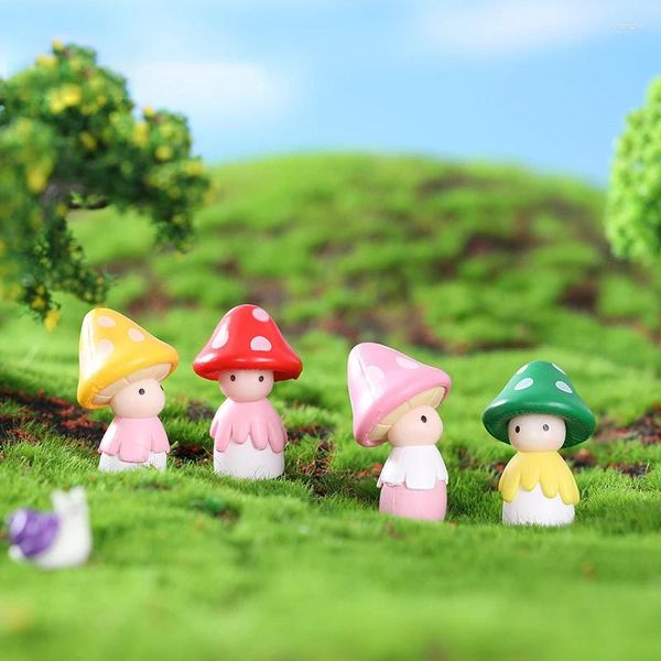 Decorazioni da giardino set di 4 statue di bambola da funghi da fata per micro paesaggi in miniatura decorazione