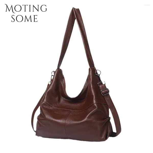 Bolsas de ombro Motingsome Retro Woman Bolsas de couro genuínas