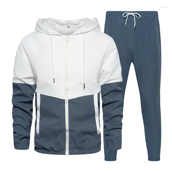 Men's Tracksuits Men Tracksuit Casual Conjunto de outono Jogadores macho de casca esportivo com capuz Jackets 2 peças de 2 peças Hip Hop Running Sports Sports