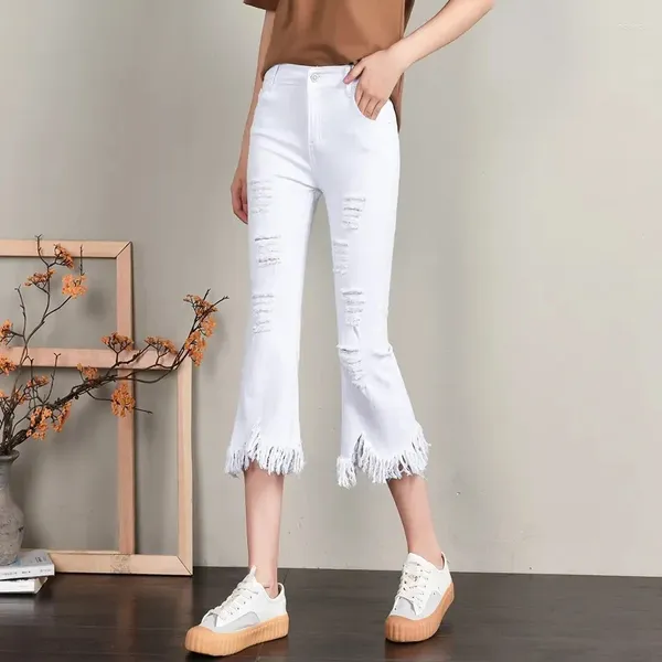 Jeans femminile strappato femminile estate ad alta vita bassa maga