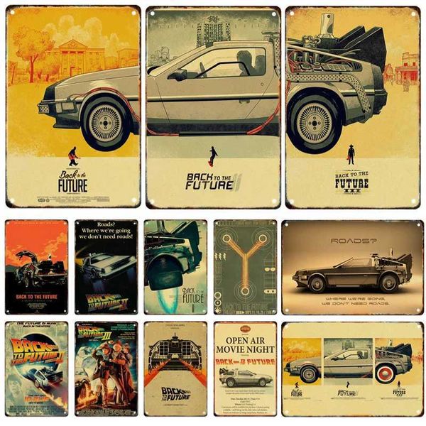 Metal Painting IC Film Back to the Future Tin Painting Metal Segnale Poster vecchio stile Casa Soggiorno Garage Club Art Decor T240505