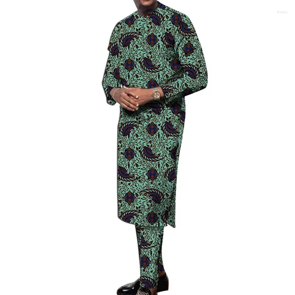 Roupas masculinas de trajes nigerianos masculino de roupas de roupa de traje de travessuras com calça com calça macho calça de calça de calça tradicional de estilo de casamento africano desgaste de casamento