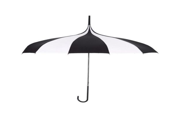 Schwarz -Weiß -Regen -Regenschirm Frauen großer langer langer Langgang Gotische klassische Windschutzturm Pagode Stil Schnelle Lieferung 1012250