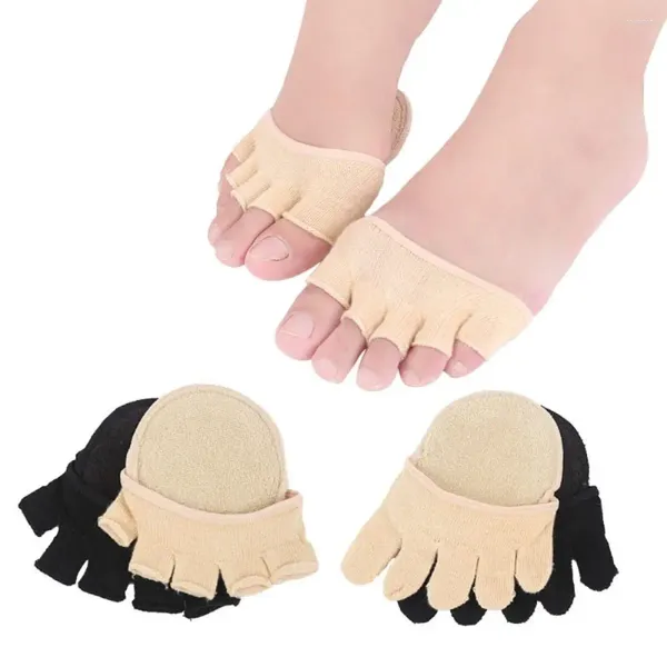 Frauen Socken 2pcs 1Pair Halbeinplätze Zehenabscheider Vorfuß Fußpflege Bunion Hülle Hallux Valgus fünf Fingerpolster