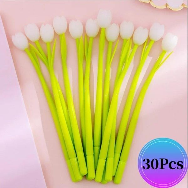 30pcs/lote colorido tulip silicone gel caneta kawaii conjunto