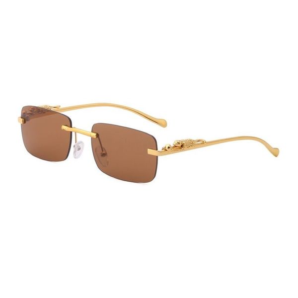 occhiali da sole designer di lussuoso occhiali in cornici di occhiali con teste qanther in metallo frameless a bordo pieno semi di forma rettangolare per uomini 248v