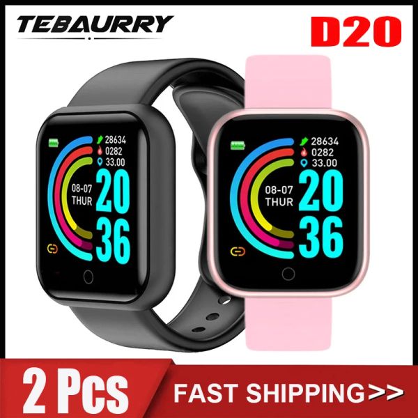 Cihazlar D20 Smart Watch Men Fitness Tracker Sports Smartwatch Y68 Kalp Hızı Monitör Bluetooth Wristwatch Kadınlar için iOS Android