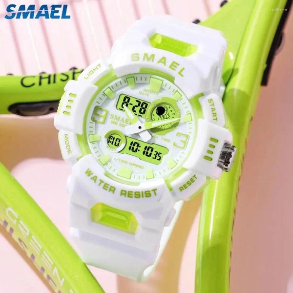 Наручительные часы Smael Mid -Size Digital Watch Женщины молодежь жизнеспособность многофункциональная спортивная электронная и кварцевая школьница школьница -школьница -школьница -секунды