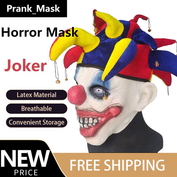 Maschera joker Capelli rossi con cappello Halloween Costume Spedizione gratuita Terror Maschera Cosplay Maschera Latex Maschera Puntelli Funny Toys Party Toys Suppless Mask Gift Mask