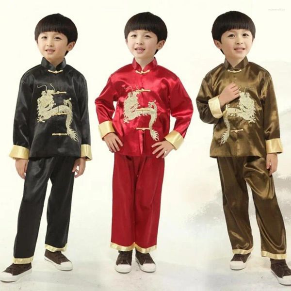 Kleidungssets Kinder Tang Anzug traditioneller chinesischer Drachenjahr Kinder mit Stand Collar Elastic Taille Hosen Jungen Flügel Chun Tai