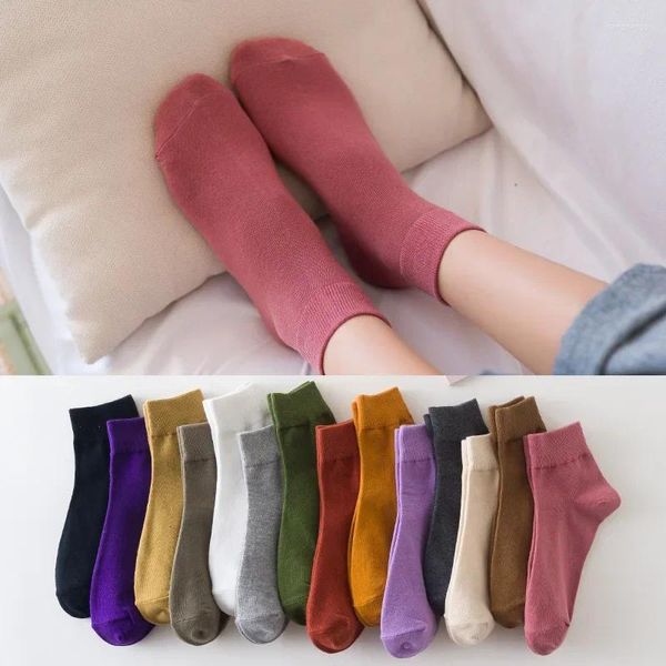 Frauen Socken japanische Mode weiche Baumwollmädchen weiß schwarze schwarze Hochschüler lässige Tägliche Trage -Knöchel -Kurzstrümpfe